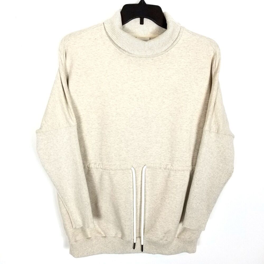 Varley Women Adelaine Pullover Sweatshirt Sz S Oatmeal Drawstring Waist Casual